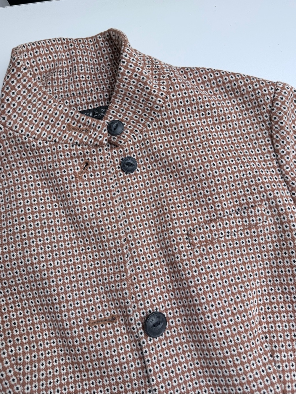 Rag & Bone Slade Geo Print Cotton Blend Blazer Jacket Brown Size 4 - Picture 12 of 16